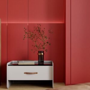 Paprika diep warm roestrood kleurfolie met korreltextuur op meubel, muren, keukenkastjes – NOUVA vinyl™